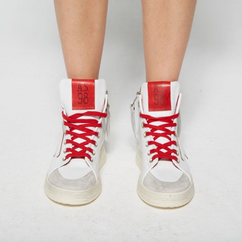 A.S.98 Aileen Sneakers Dame Hvite Rød | NO-PEBWMR409