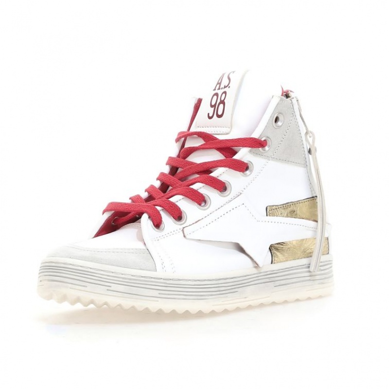 A.S.98 Aileen Sneakers Dame Hvite Rød | NO-PEBWMR409