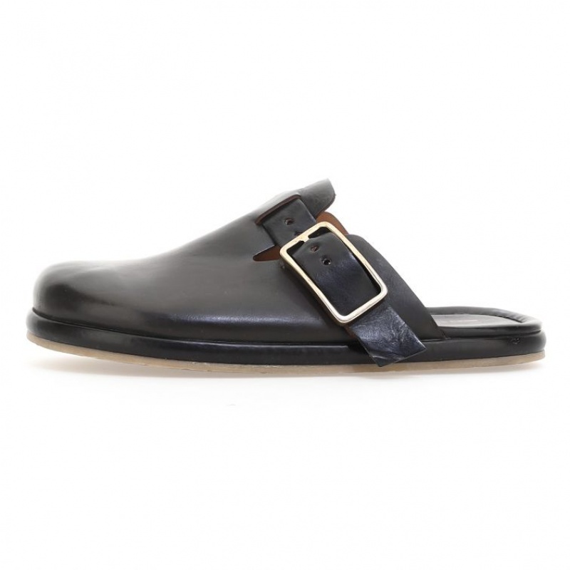 A.S.98 Mules Mike flat shoes Herre Svarte | NO-HCIRDP369
