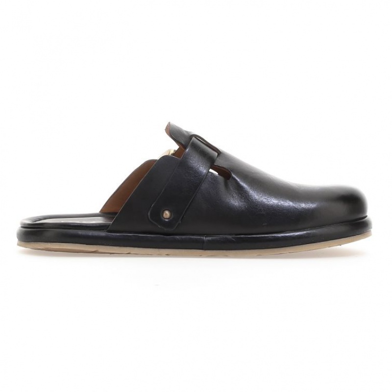 A.S.98 Mules Mike flat shoes Herre Svarte | NO-HCIRDP369