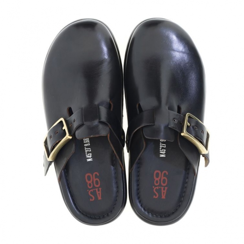 A.S.98 Mules Mike flat shoes Herre Svarte | NO-HCIRDP369