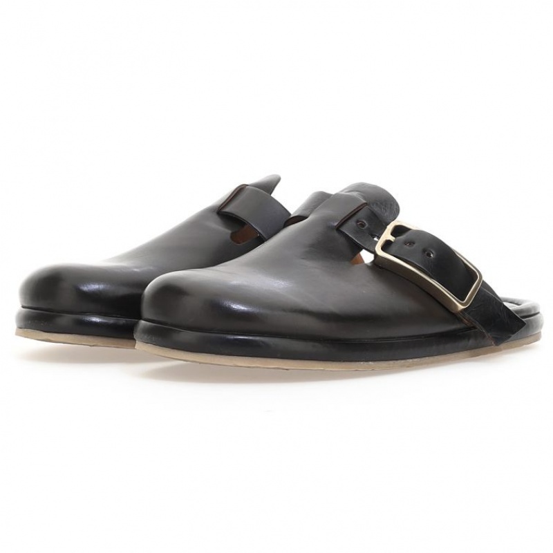 A.S.98 Mules Mike flat shoes Herre Svarte | NO-HCIRDP369